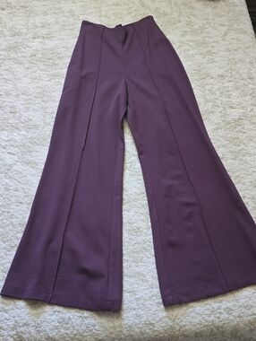 Quince Plum Ultra-Stretch Ponte Flare Leg Pants